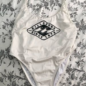 White and black billabong one piece swimsuit size:m/l